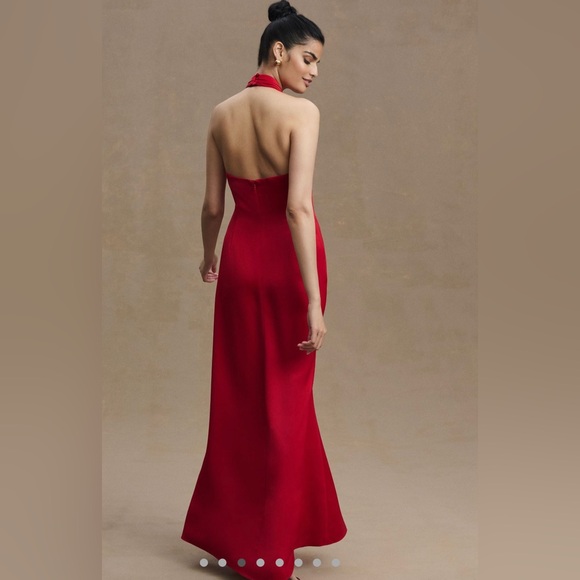 BHLDN Ruby Twist Halter Satin Gown Size 0 - Picture 2 of 4
